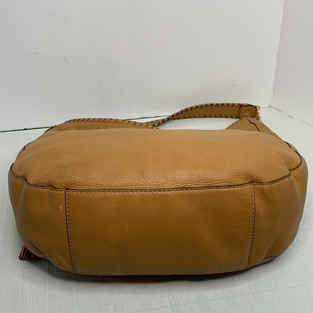 MK Michael Kors Brown Leather Whipstitch Large Hobo Shoulder Bag Gold Hangtag - Picture 5 of 9